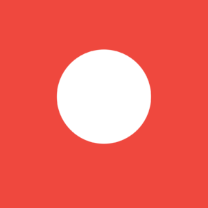 A white circle on a red background